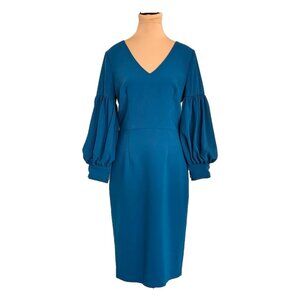 David Meister Bright Blue Puff Sleeve Evening Dress Sz 6